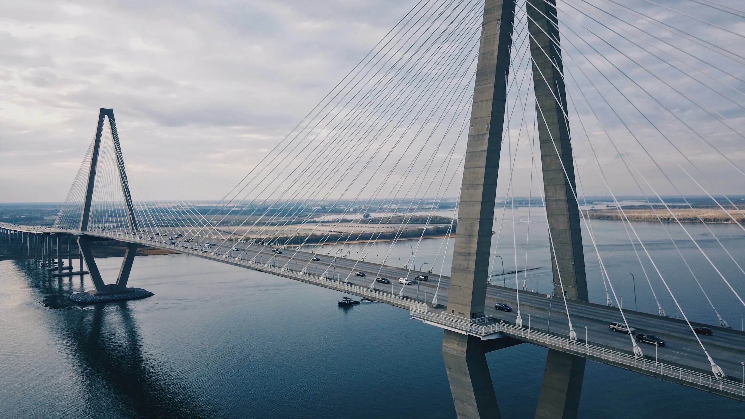 South Carolina cable bridge over water